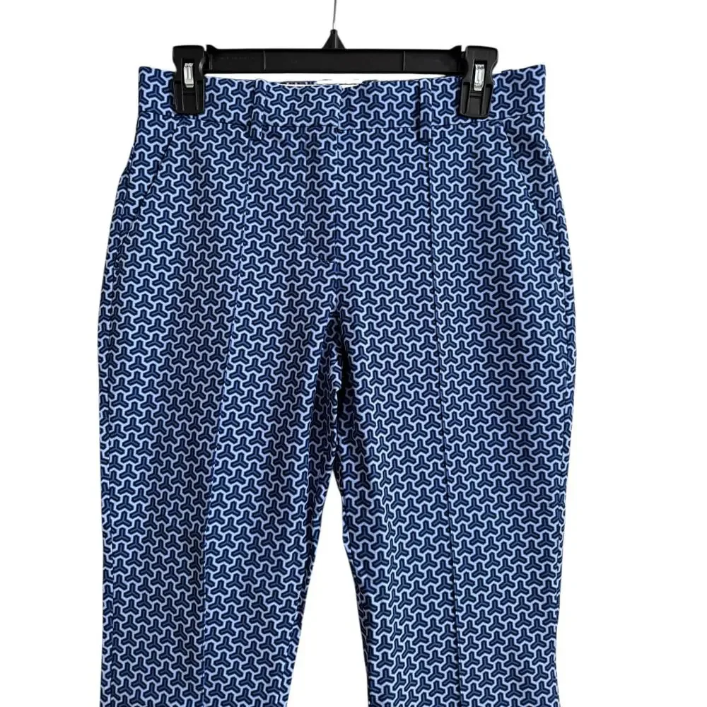 Tory Burch NEW Sport Blue Patterned stitch front seam Straight Leg Pants SZ 2 - Picture 4 of 9